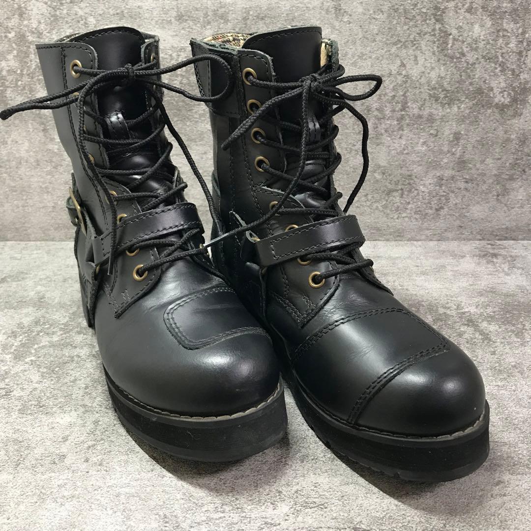 ワイルドウイング　ファルコン　レザー ブーツ厚底　バイクブーツ　ブラック