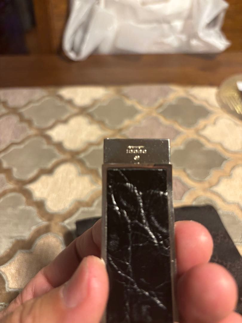 GUCCI ブラッククロコダイルレザー マネークリップ