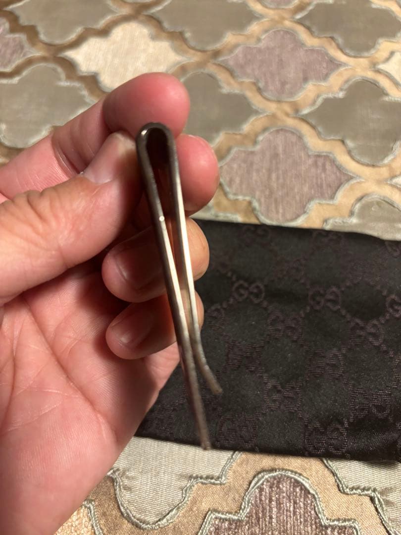 GUCCI ブラッククロコダイルレザー マネークリップ