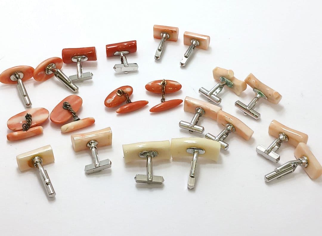 専用Y2550-7 本珊瑚 カフス 10組 20個セット 総重量89.9g