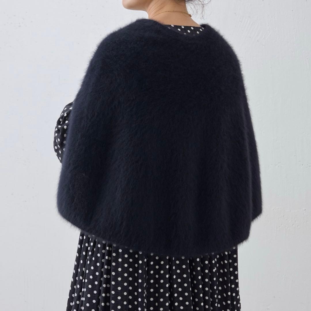 【美品】BEARDSLEYファーニットポンチョ ブラック