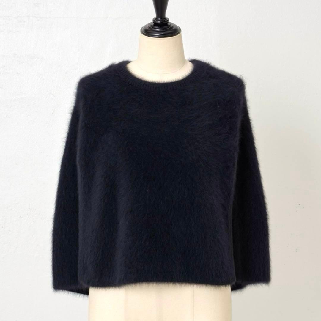 【美品】BEARDSLEYファーニットポンチョ ブラック