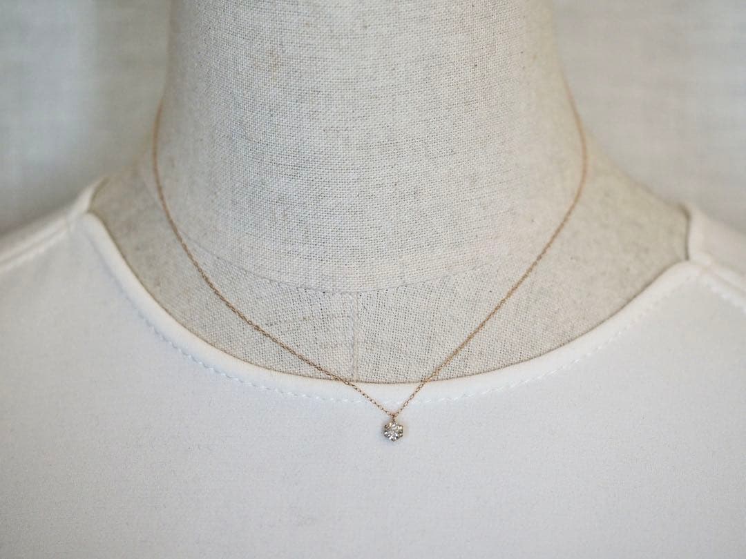 0.30ct！K18PG 天然一粒ダイヤモンドネックレス