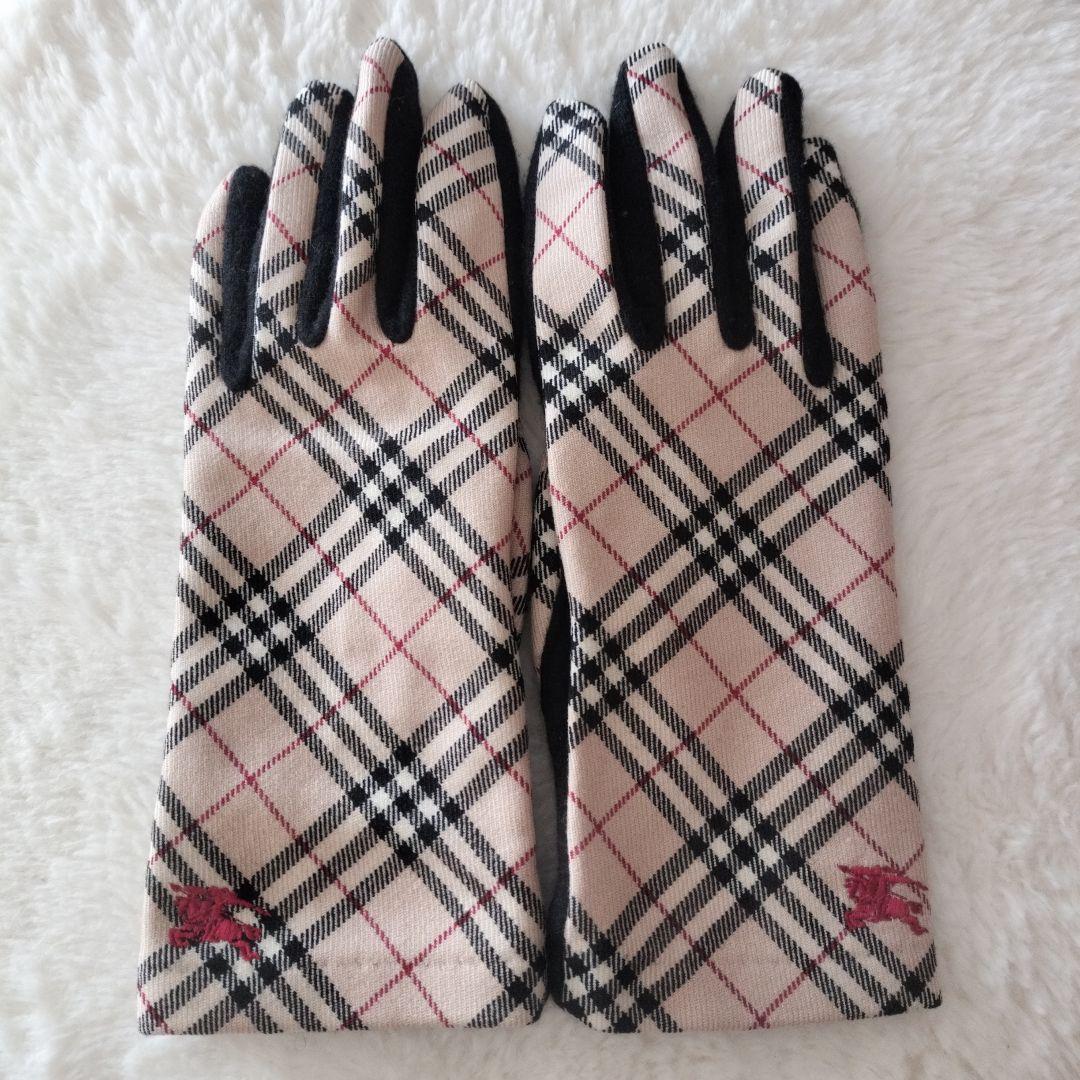 バーバリーブルーレーベルタータンチェック ウール手袋