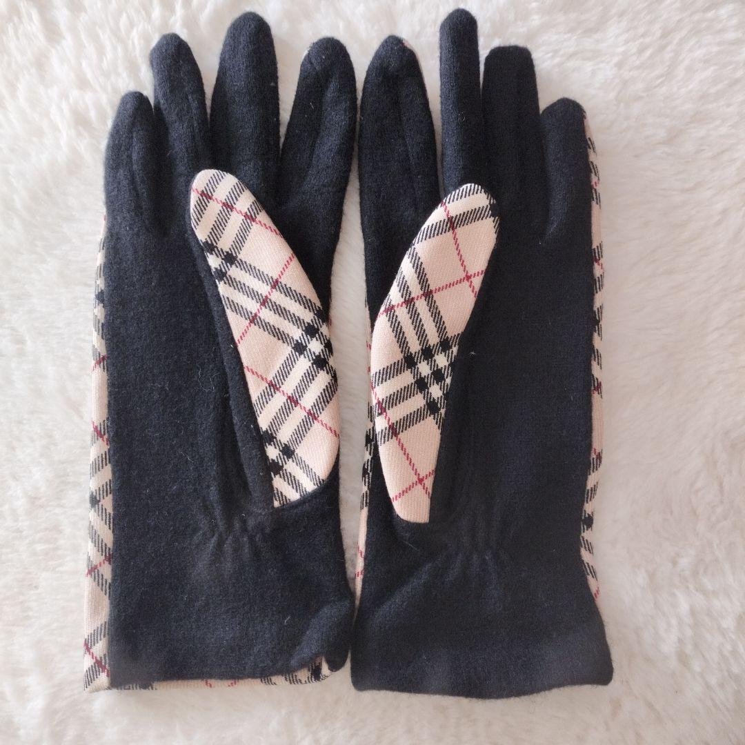 バーバリーブルーレーベルタータンチェック ウール手袋