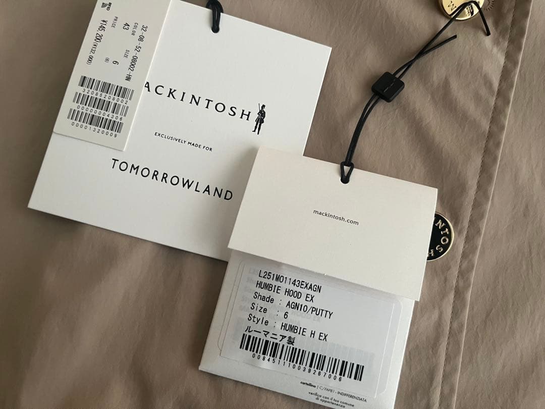 トゥモローランド別注 マッキントッシュ HUMBIE コート ベージュ 未使用品