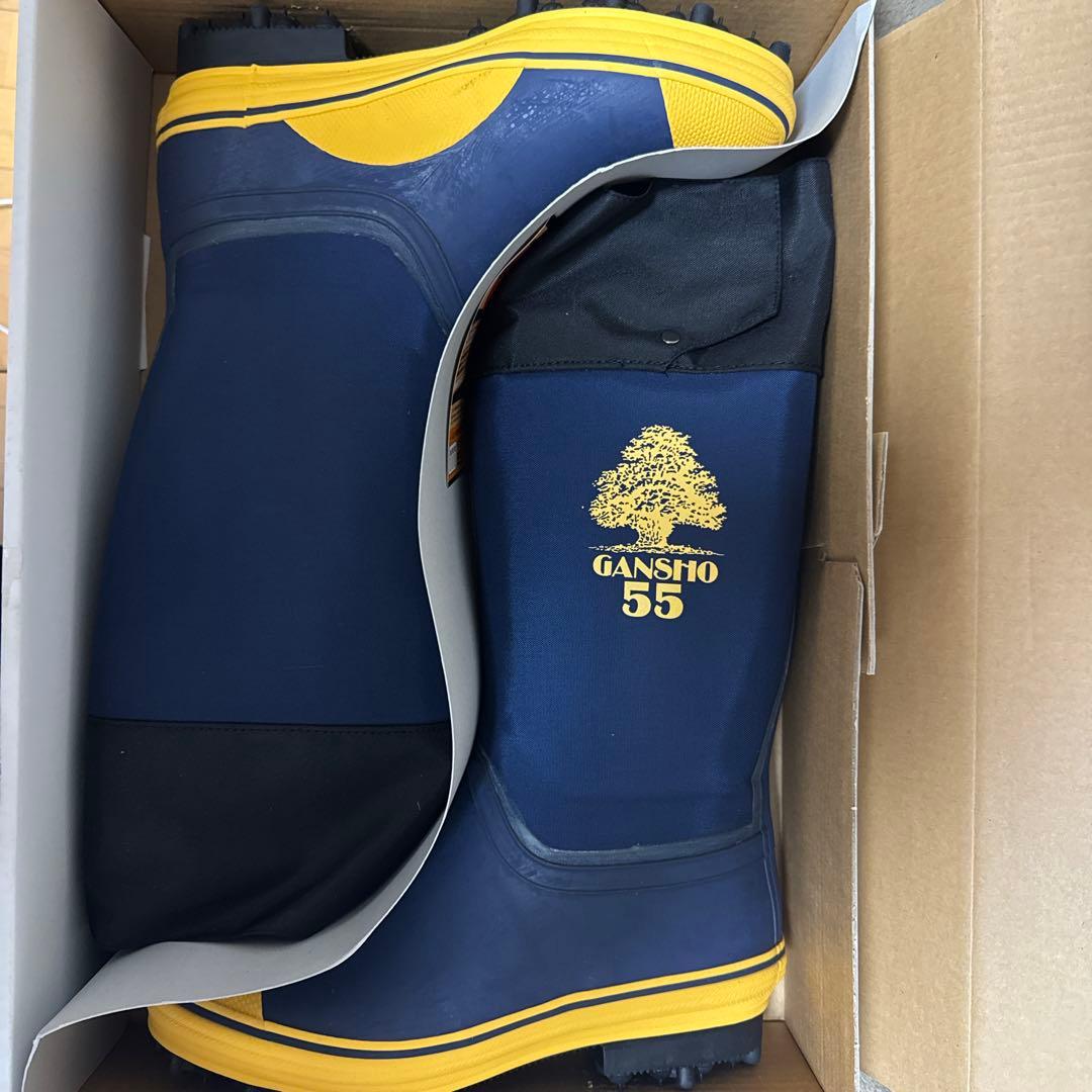GANSHO 55 長靴 ネイビー/イエロー