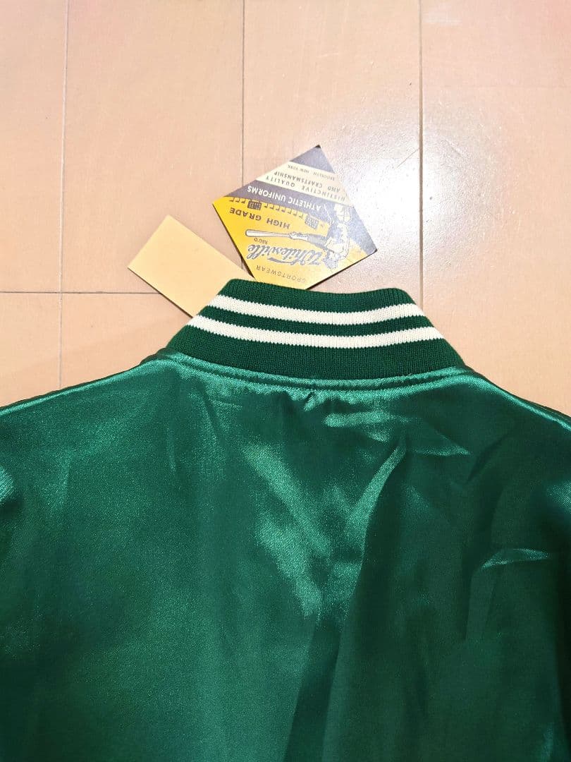 値下げ　WHITES VILLE　スタジャン　ナイロン　グリーン　38 新品　M