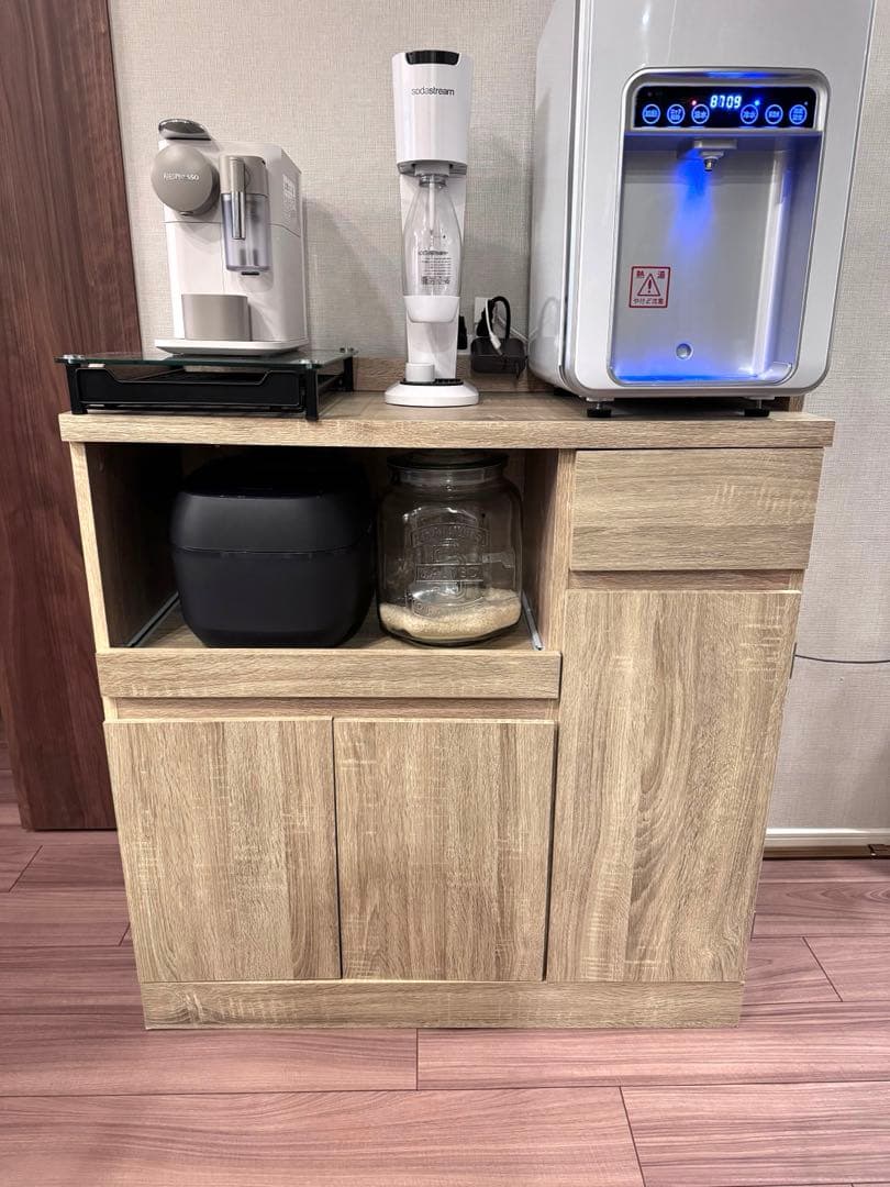 【組立て不要！設置込み】[幅90] 食器棚 レンジ台 コンセント付き LOWYA