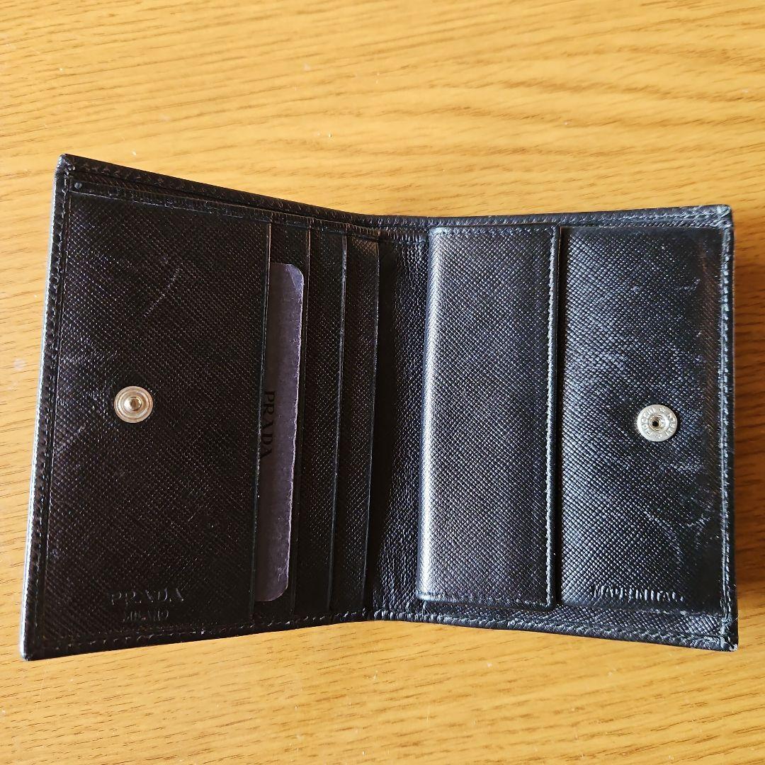 PRADA サフィアーノレザー 二つ折り財布 ブラック