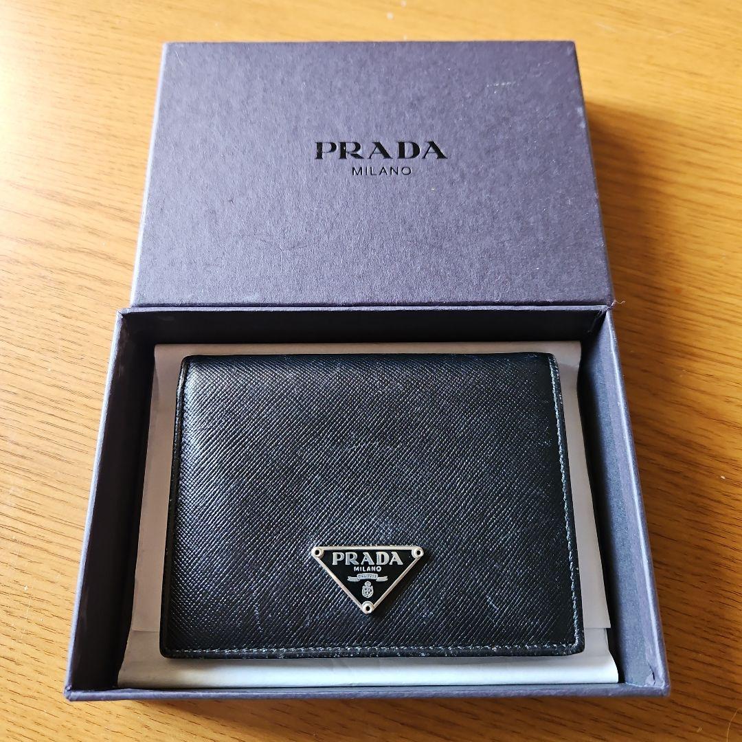 PRADA サフィアーノレザー 二つ折り財布 ブラック