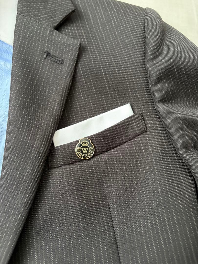 beamsスーツ&革靴セット　ストライプ柄スーツ