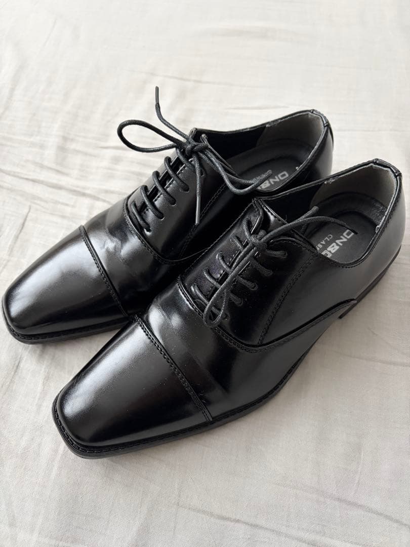 beamsスーツ&革靴セット　ストライプ柄スーツ