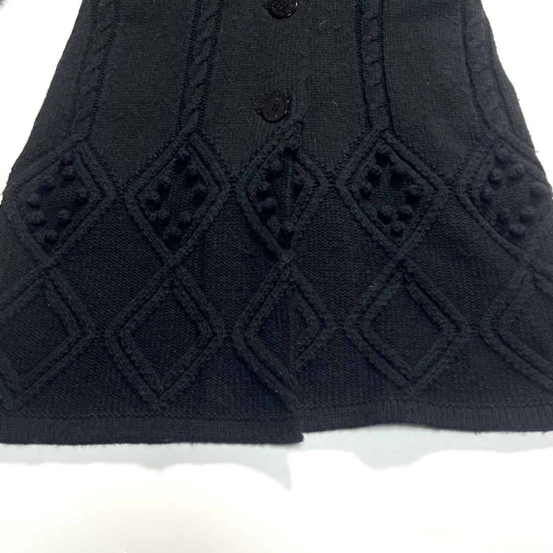 ロベルタディカメリーノ　ニットコート　シルクアルパカ　フォックスファー　黒　42