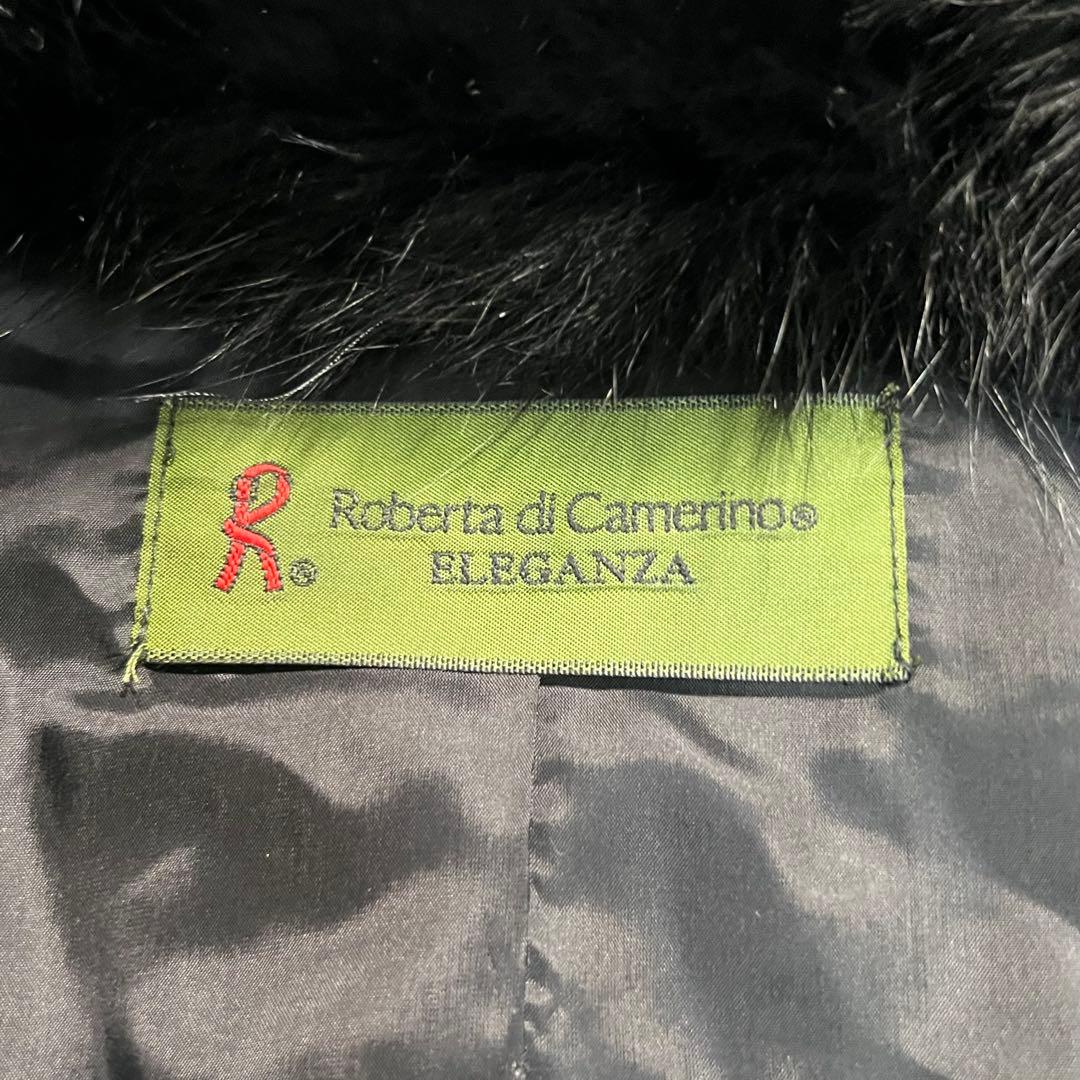 ロベルタディカメリーノ　ニットコート　シルクアルパカ　フォックスファー　黒　42