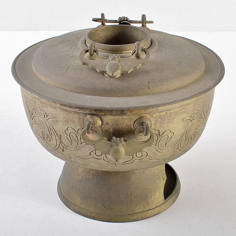 おかか　李王家美術工場造　蝙蝠手花彫金　神仙炉　宮廷料理器　V　R5820