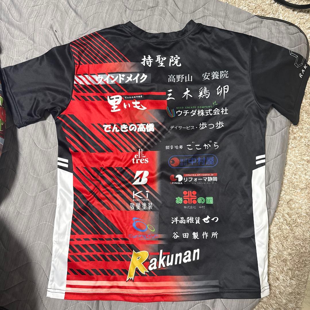 スポーツシャツ 2L 黒 赤 スポンサー名入り 洛南Tシャツ