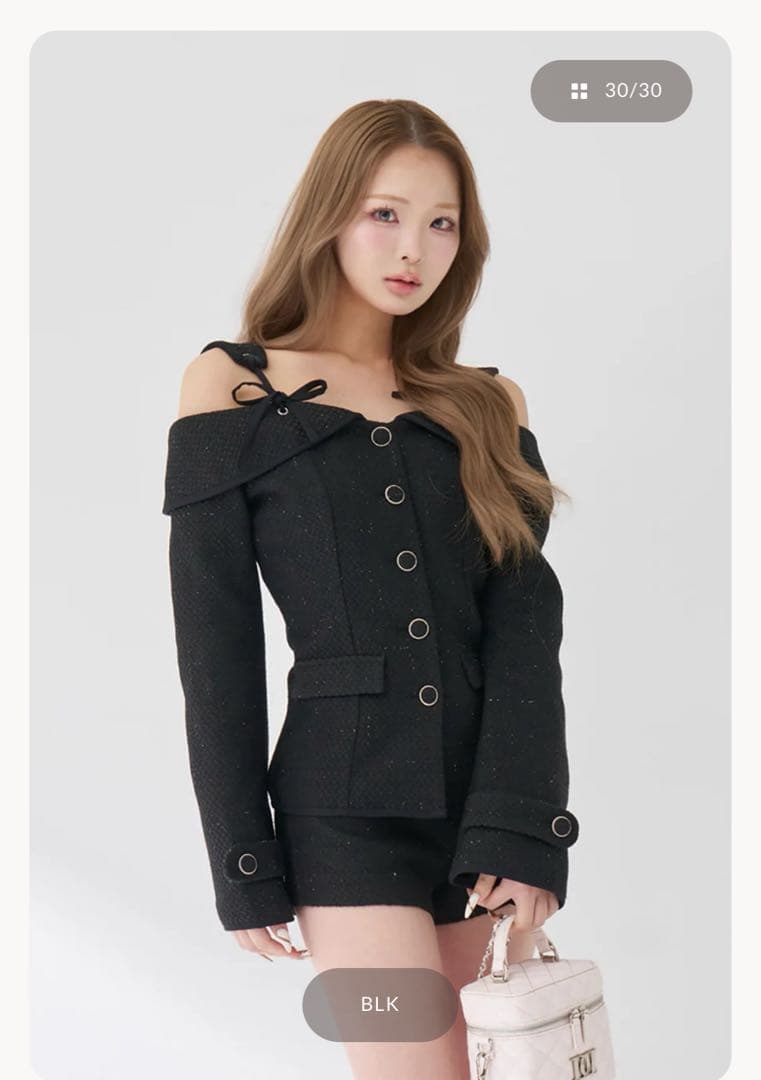 Darich ボンディングツイードオフショルチュニック