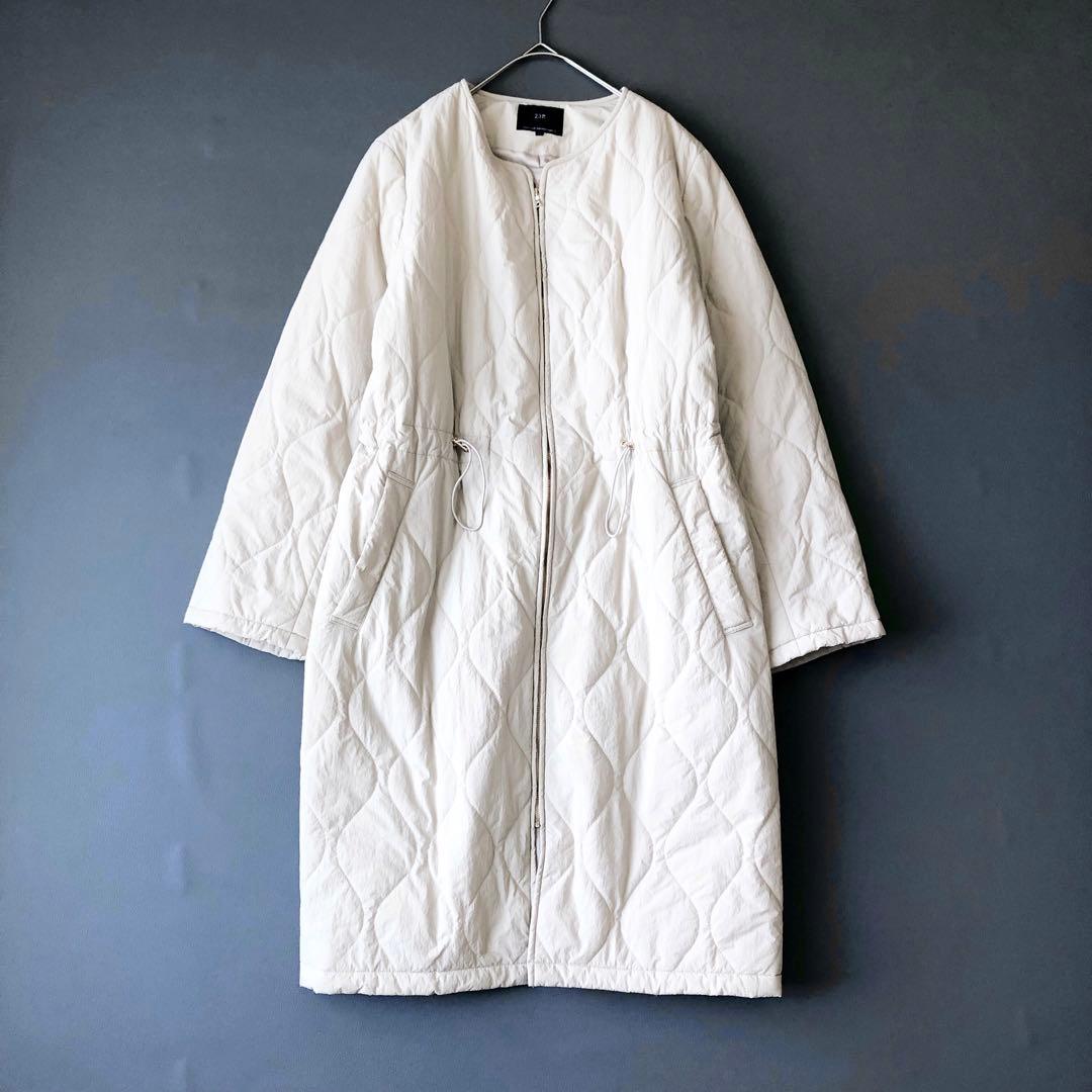 2913y 23区ノーカラーパディングアウター キルティング 大きいサイズ 3L