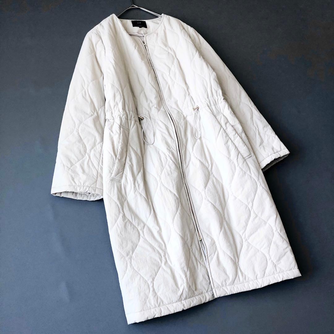 2913y 23区ノーカラーパディングアウター キルティング 大きいサイズ 3L