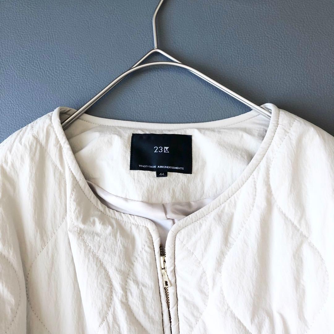 2913y 23区ノーカラーパディングアウター キルティング 大きいサイズ 3L