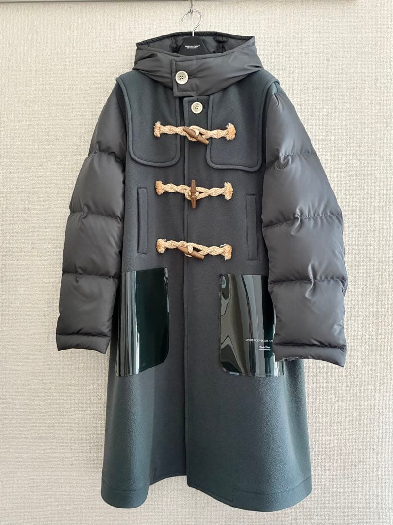 UNDERCOVERアンダーカバー フード&袖ダウンウールモッサーダッフルコート