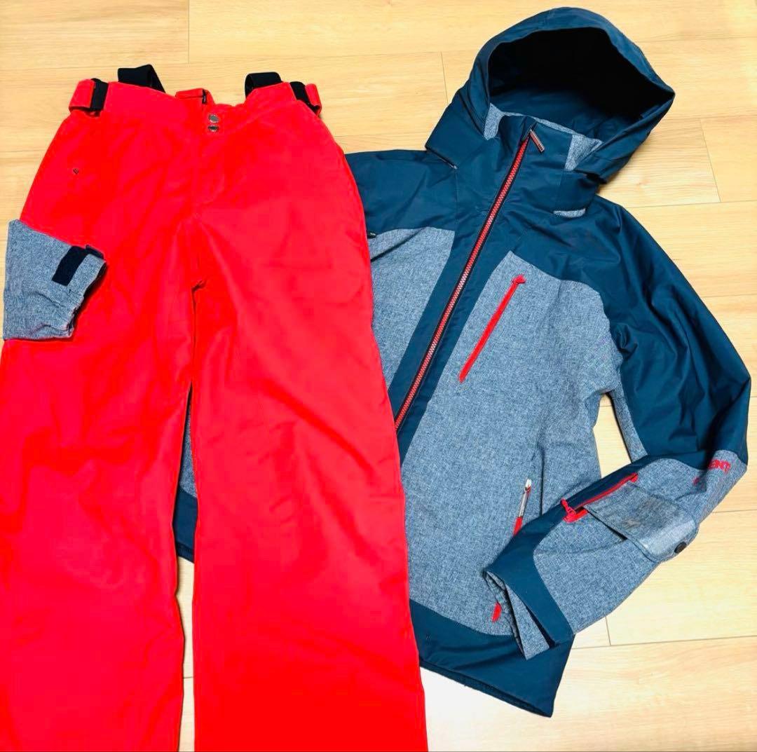 デサント　メンズ　スキーウェア　上下セット　HEAT NAVI グレー　赤　L