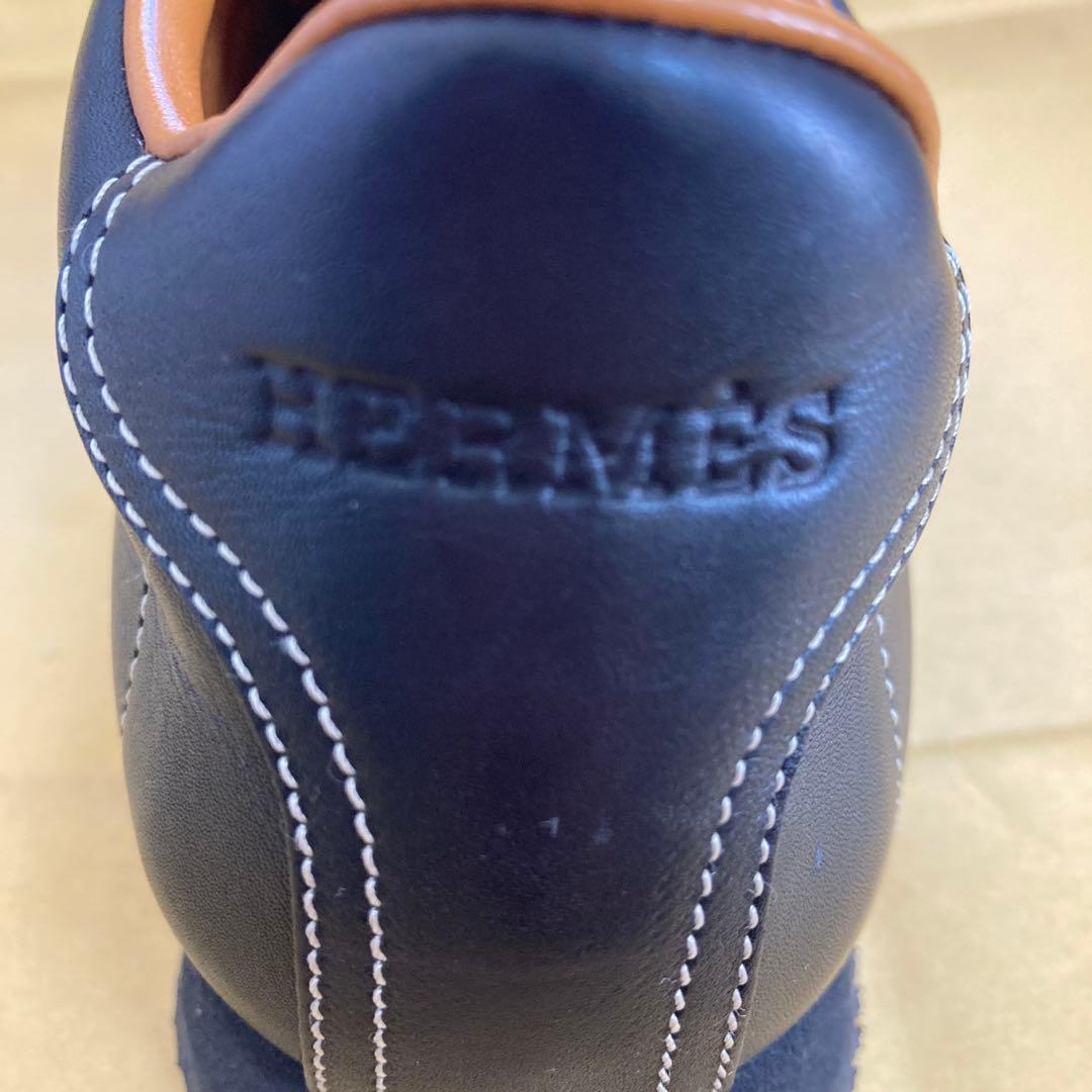 エルメス　レザー ブラック ローカットスニーカー