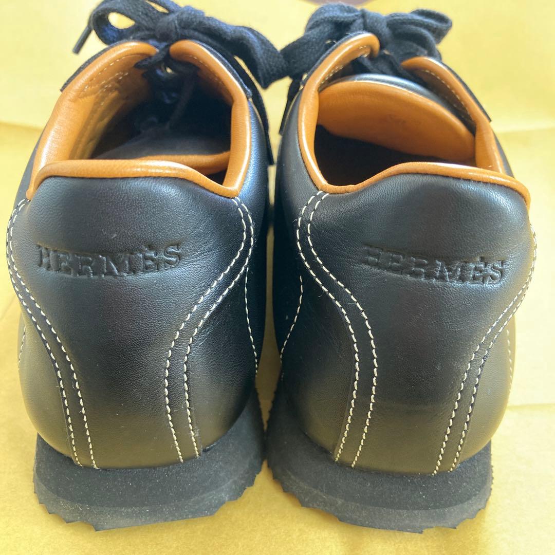 エルメス　レザー ブラック ローカットスニーカー