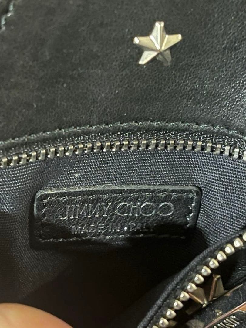ジミーチュウ　星型　スタッズ　本革 レザー　ケース　小銭入れ　ブラック