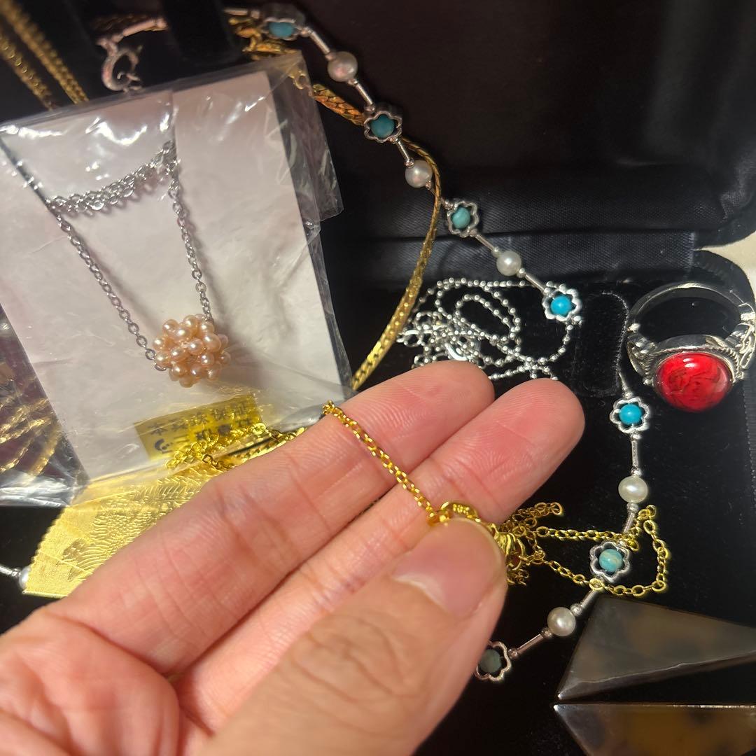 遺品生前整理アクセサリーまとめ　ゴールドネックレス、指輪、K10など