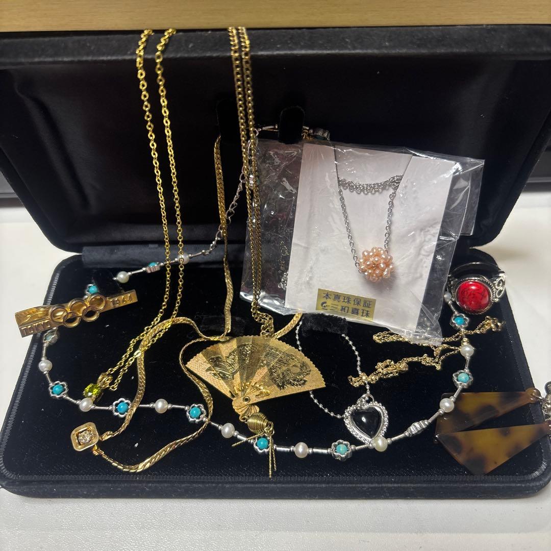 遺品生前整理アクセサリーまとめ　ゴールドネックレス、指輪、K10など