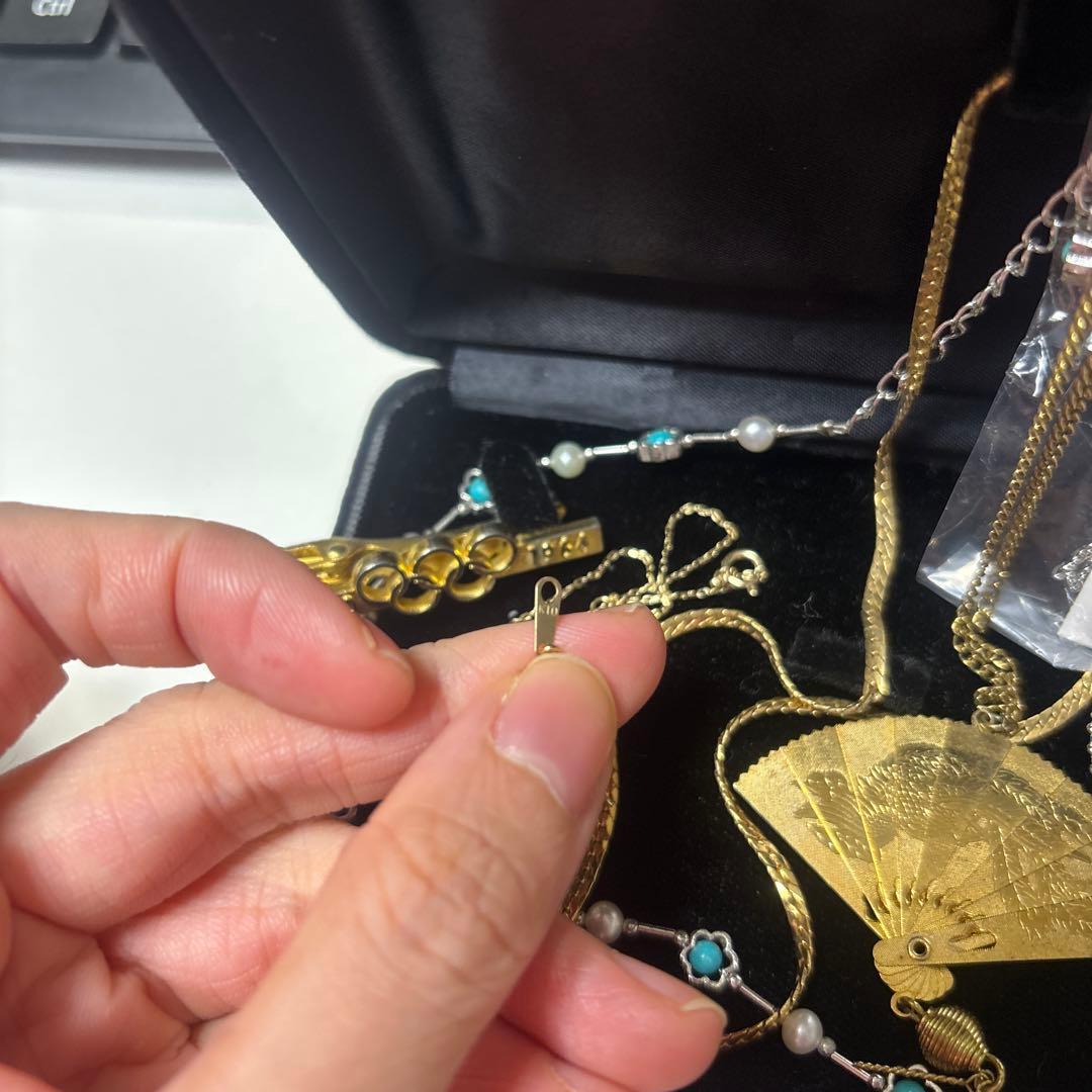 遺品生前整理アクセサリーまとめ　ゴールドネックレス、指輪、K10など