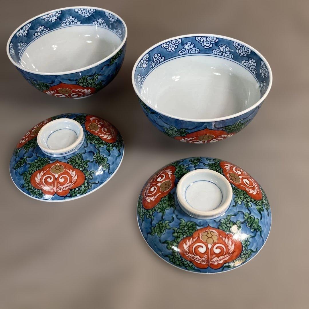 【ルーミエさん専用】古伊万里の伝統　舘林源右衛門作　古伊万里木瓜割文　蓋碗五客