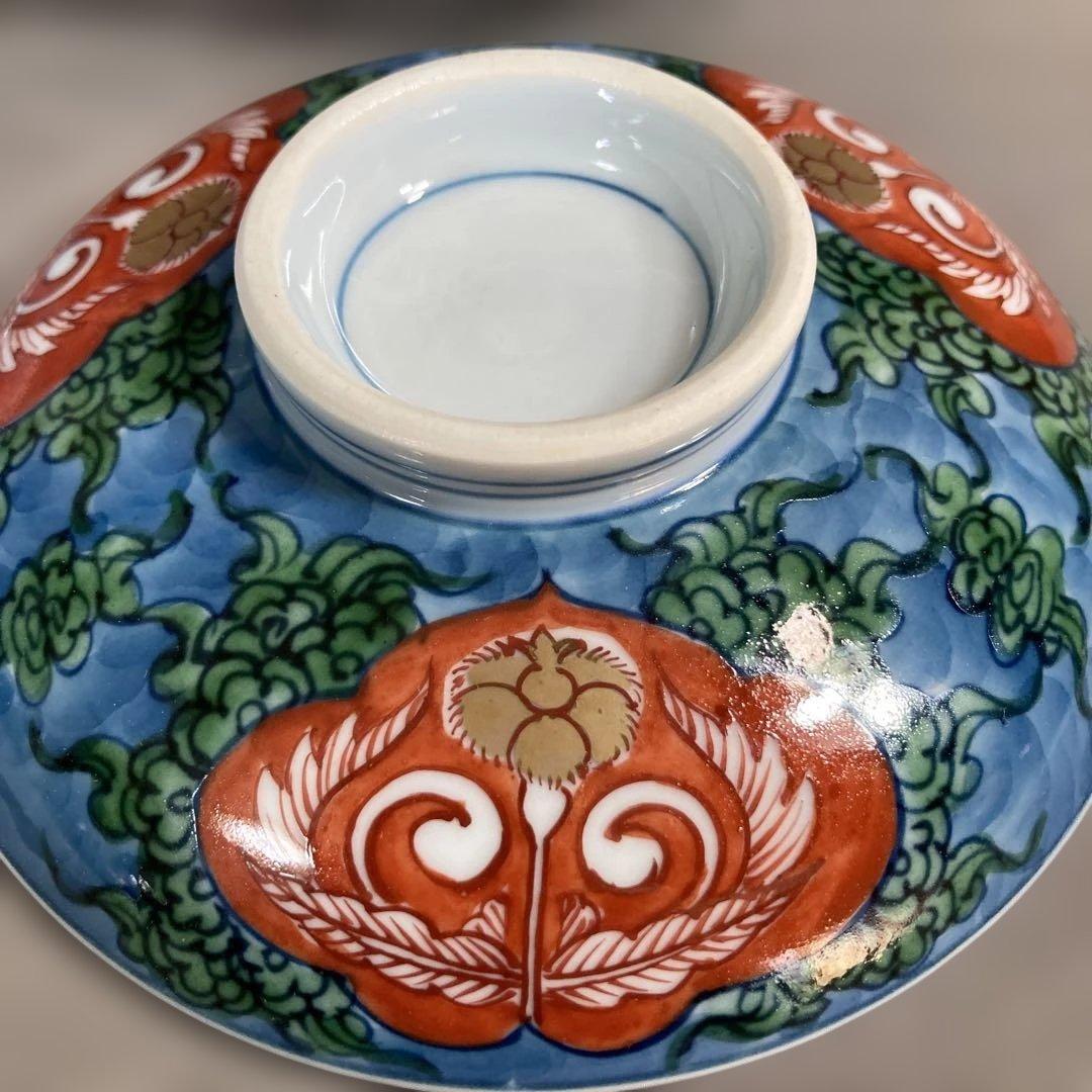 【ルーミエさん専用】古伊万里の伝統　舘林源右衛門作　古伊万里木瓜割文　蓋碗五客