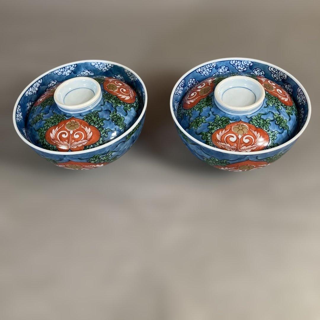 【ルーミエさん専用】古伊万里の伝統　舘林源右衛門作　古伊万里木瓜割文　蓋碗五客