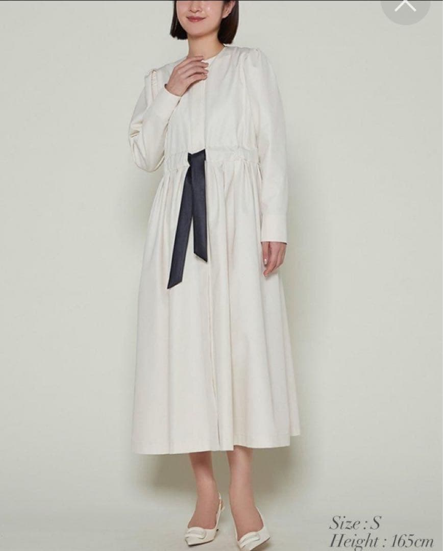 24SS セブンテン　マルチWAYコートワンピース　オフホワイト　リボン　M
