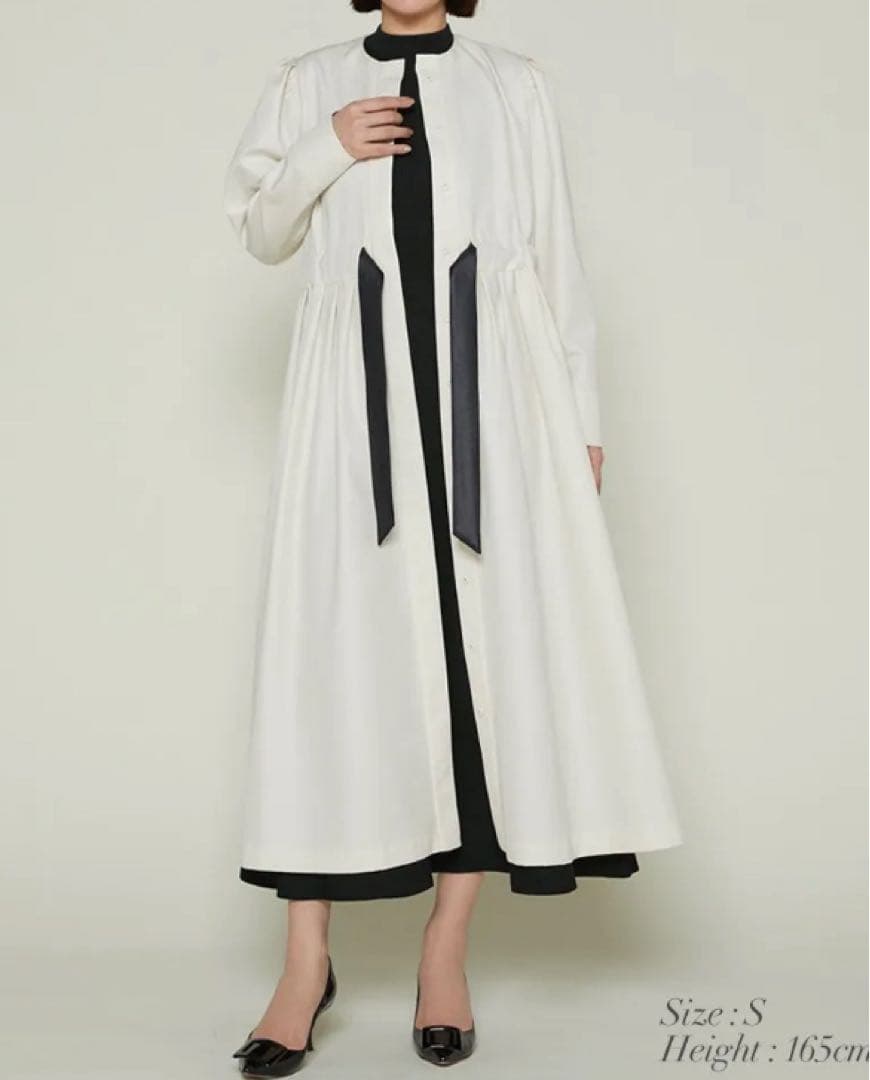 24SS セブンテン　マルチWAYコートワンピース　オフホワイト　リボン　M