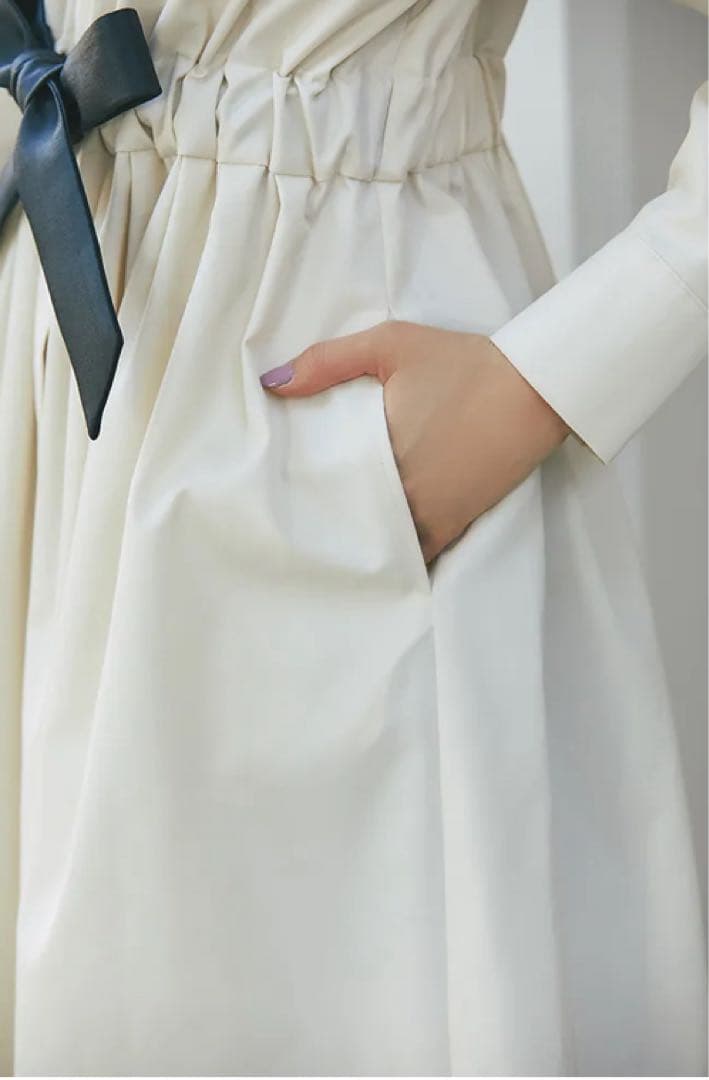 24SS セブンテン　マルチWAYコートワンピース　オフホワイト　リボン　M