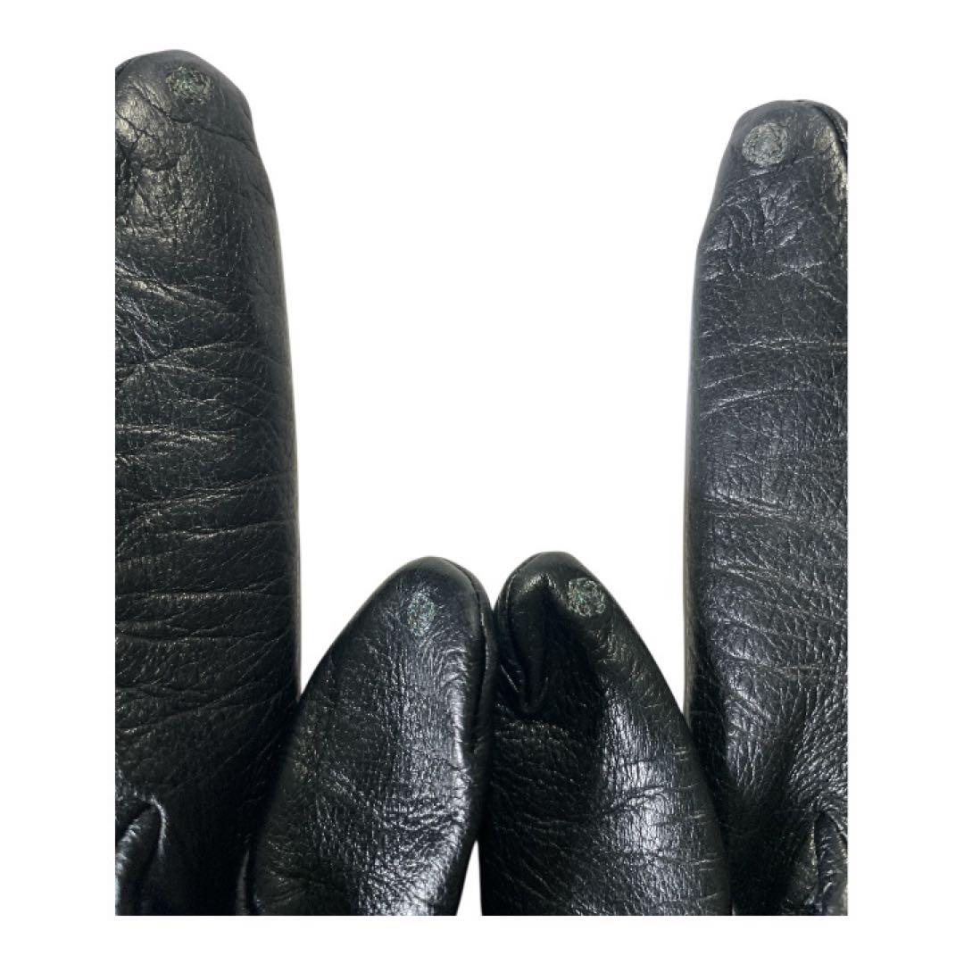 HERMES カデナチャームグローブ ブラック ラムスキン レディース 手袋