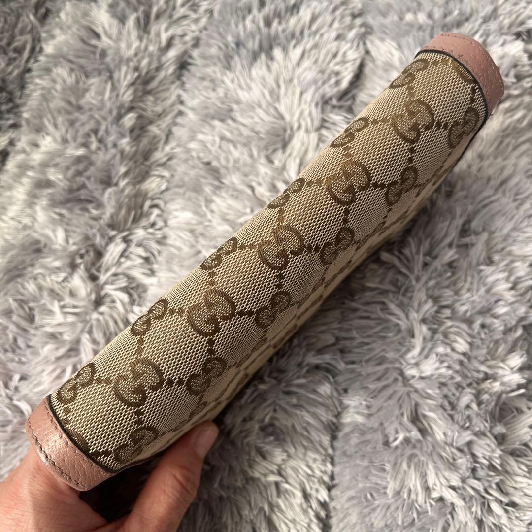 GUCCI GGキャンバス ラウンドジップ　インターロッキング　長財布　ピンク