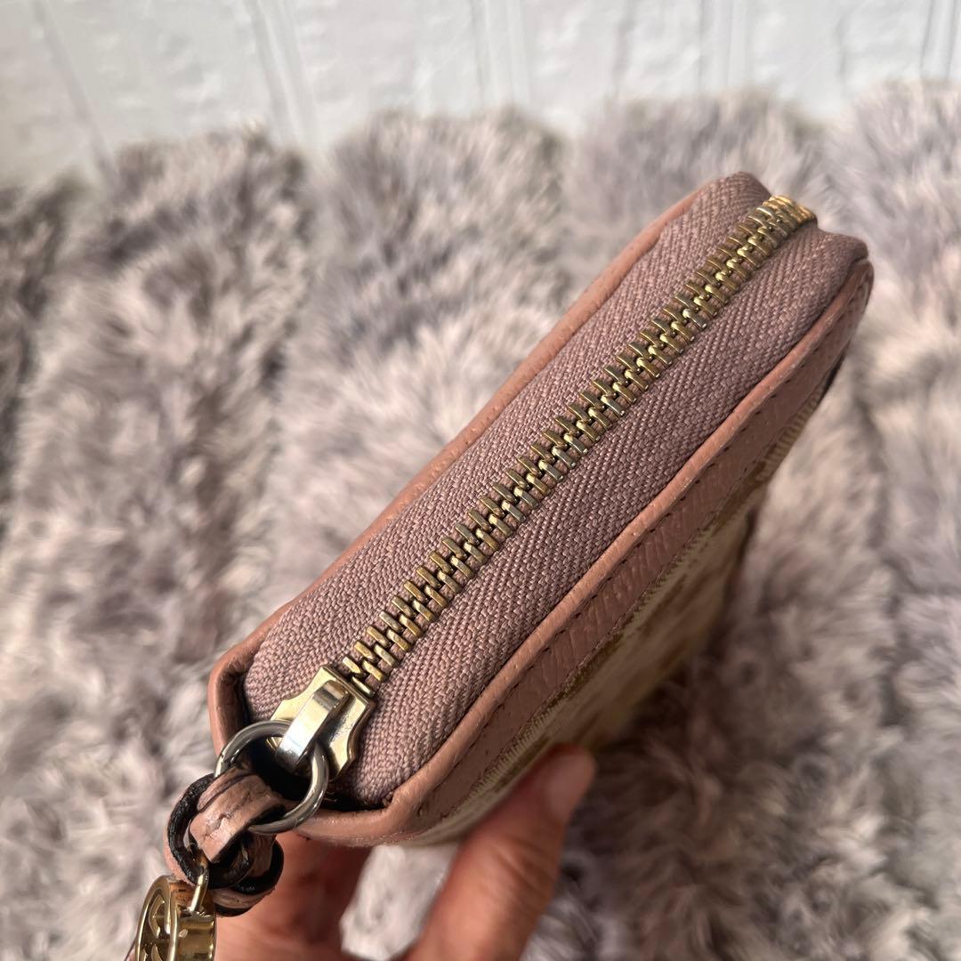 GUCCI GGキャンバス ラウンドジップ　インターロッキング　長財布　ピンク