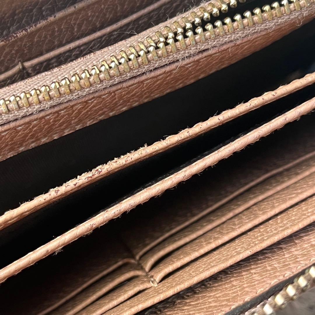 GUCCI GGキャンバス ラウンドジップ　インターロッキング　長財布　ピンク