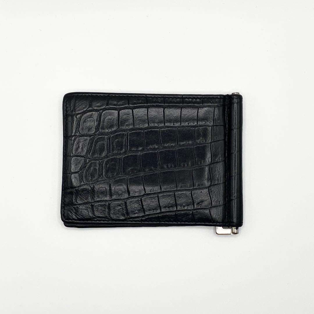 ✨希少✨SAINT LAURENT マネークリップ　クロコ　レザー　ブラック