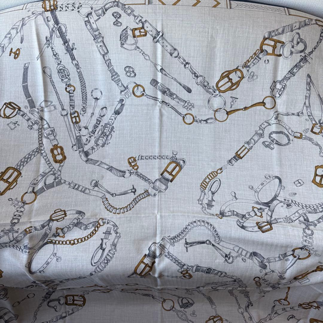 エルメス カレジェアン 140 シュヴォー・デシェネ カシミヤ ネイビー