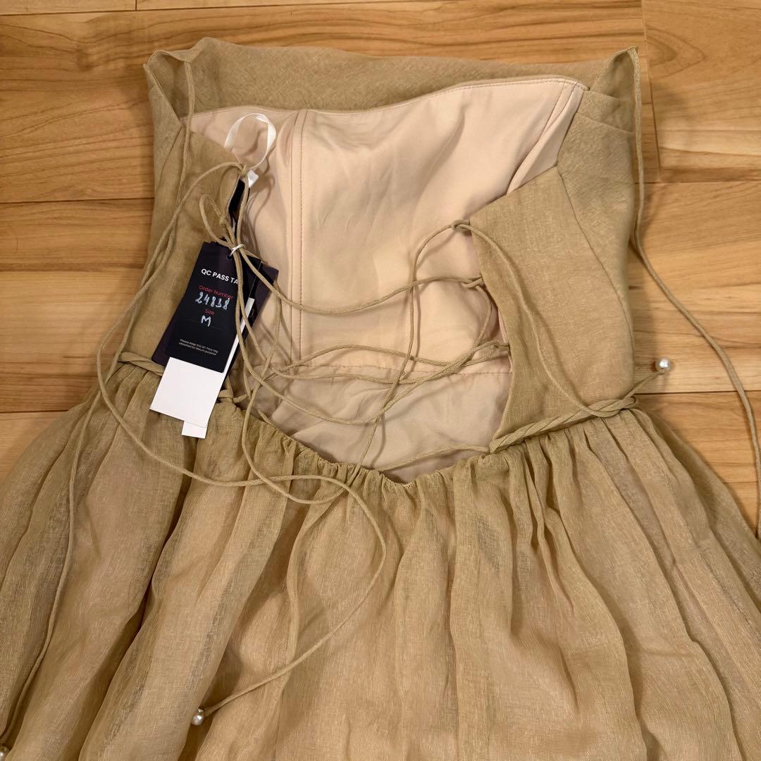 未使用新品 DeNio/デニオ ワンピースドレス ベージュ M 約4万円