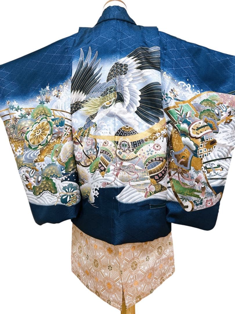 豪華刺繍入り羽織♡七五三　5歳　男の子　フルセット　一式　紺地　鷹