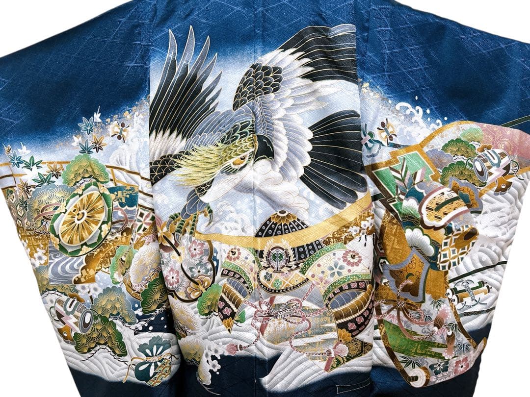 豪華刺繍入り羽織♡七五三　5歳　男の子　フルセット　一式　紺地　鷹