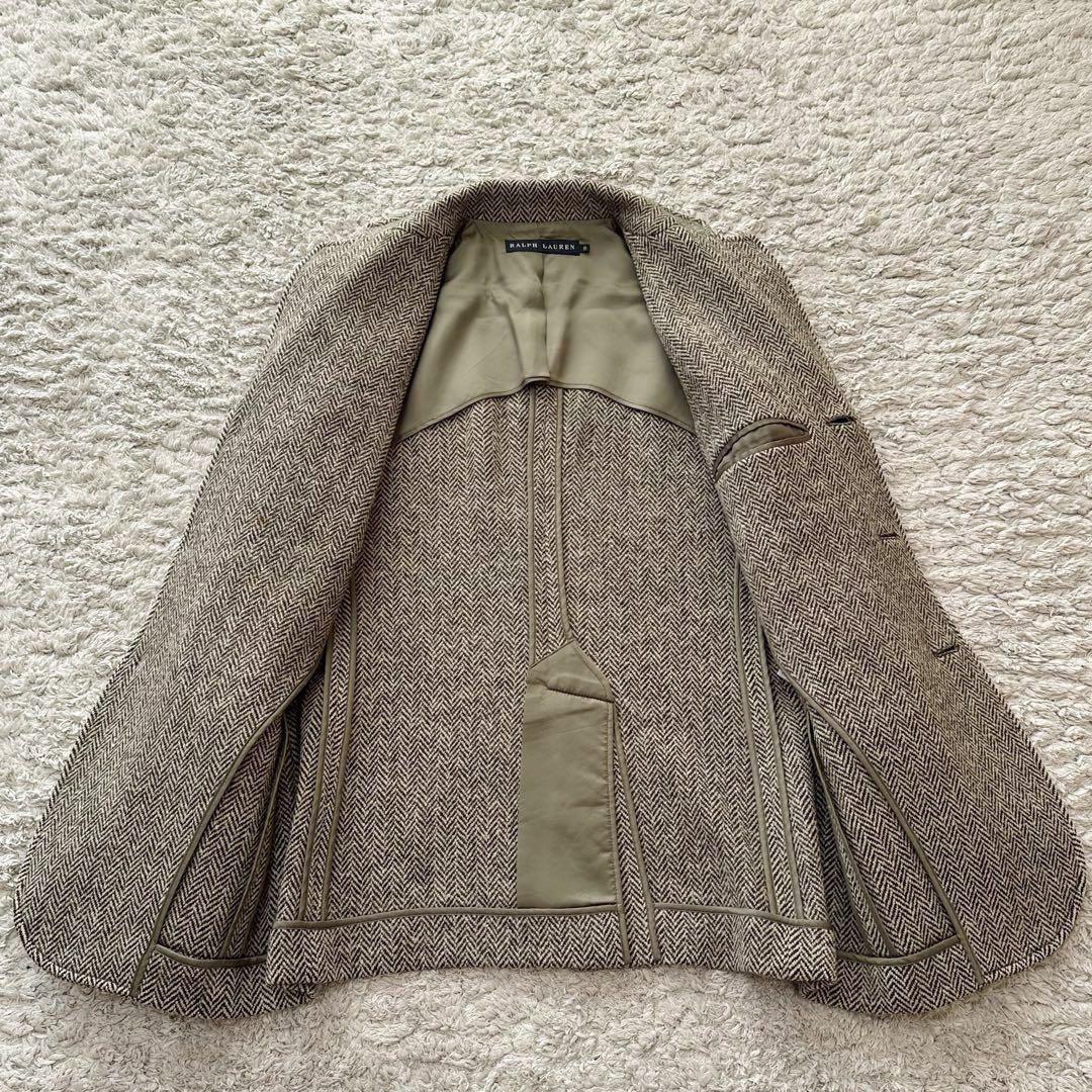 ラルフローレン【カシミヤ混ツイード／ヘリンボーン＆ネップ】テーラードジャケット
