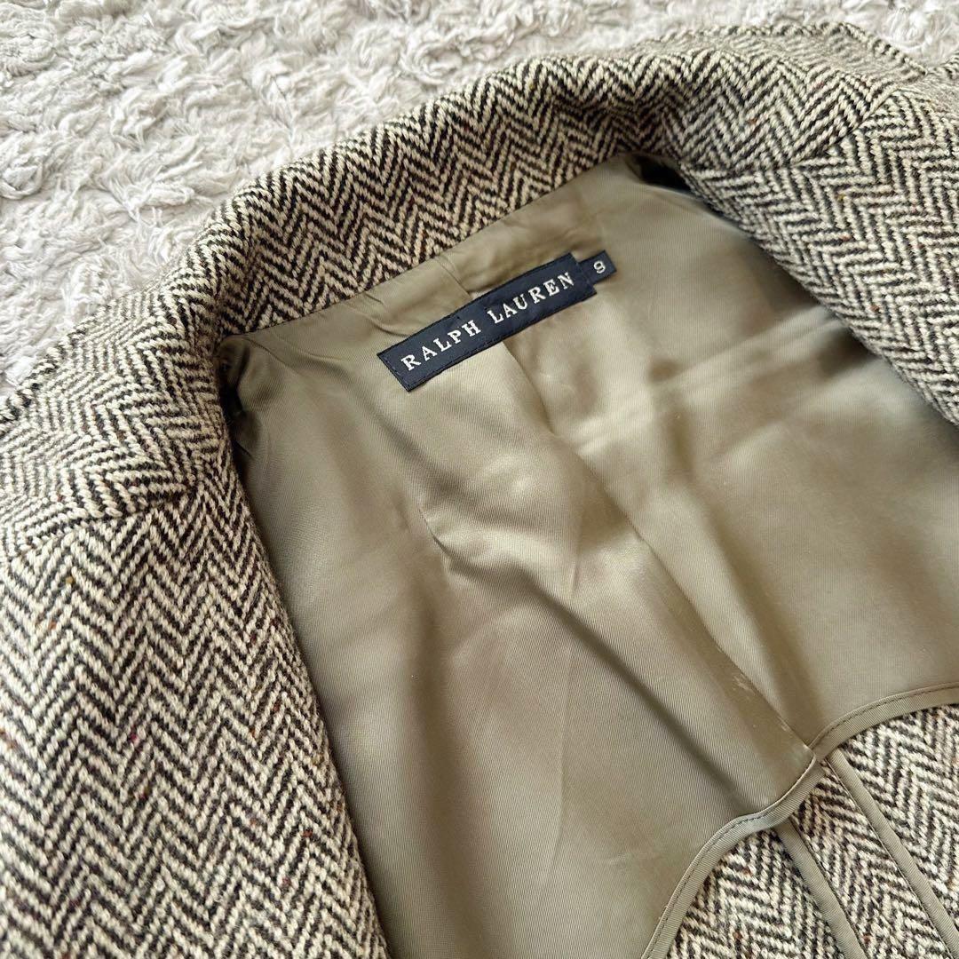 ラルフローレン【カシミヤ混ツイード／ヘリンボーン＆ネップ】テーラードジャケット